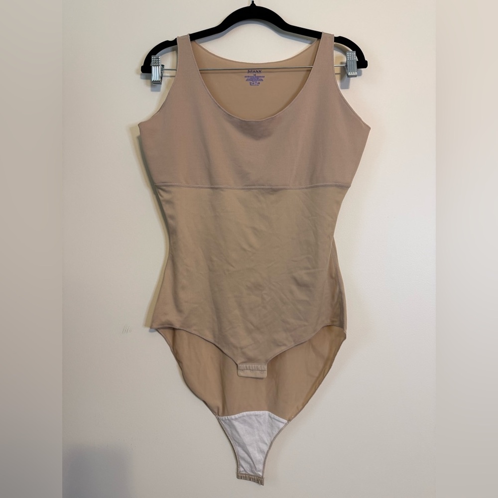 Spanx By Sara Blakely Sleeveless Panty Bodysuit Smoothing Shapewear Beige Sz 1X